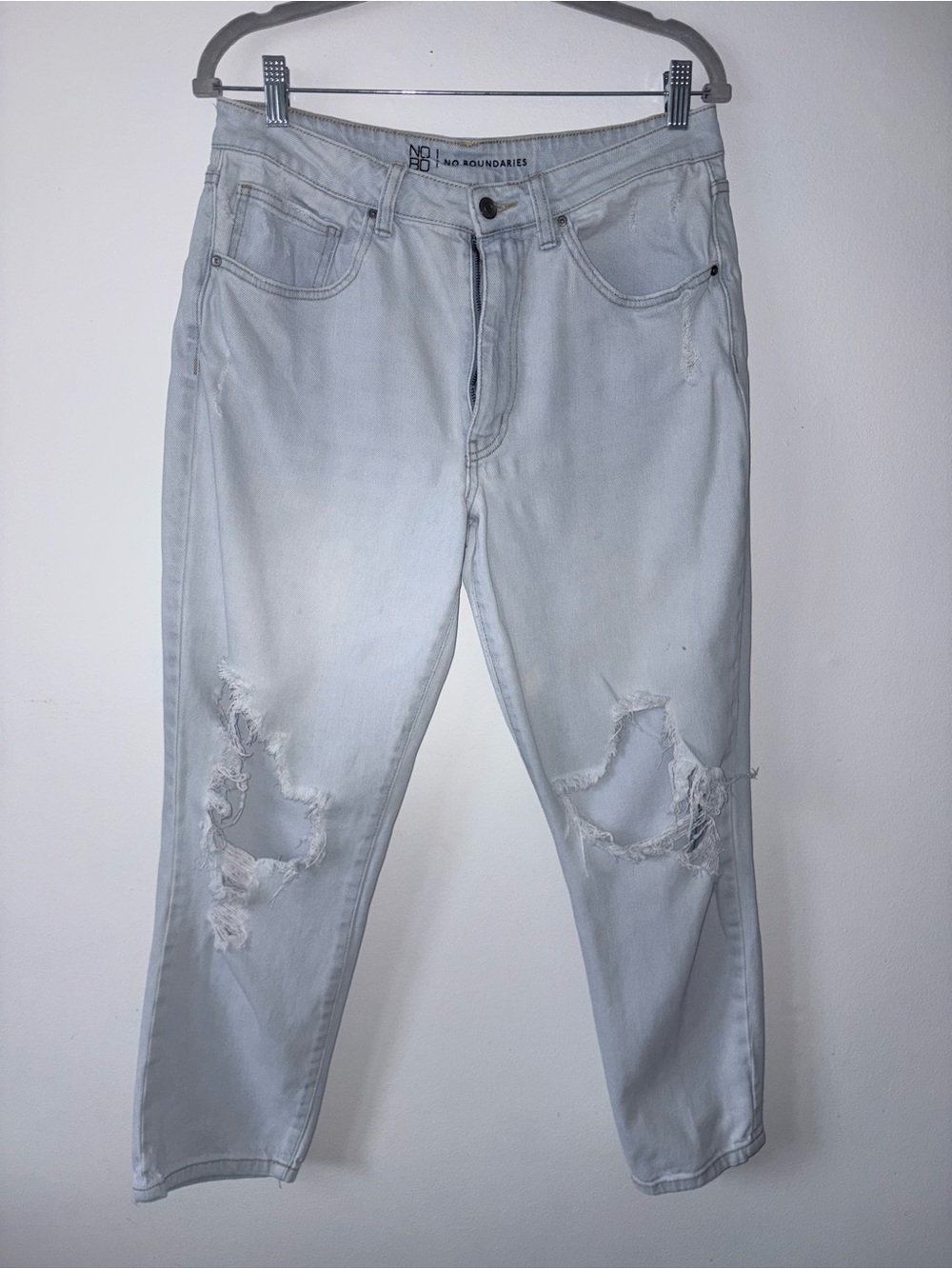 No Boundaries Pale Blue Ripped Relaxed Jeans